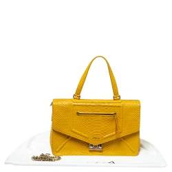 Pre Owned Furla Yellow Python Embossed Leather Alice Top Handle Bag