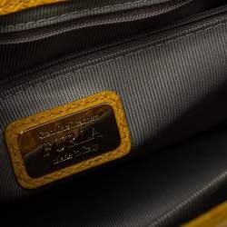 Pre Owned Furla Yellow Python Embossed Leather Alice Top Handle Bag