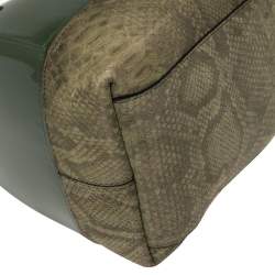 Pre Owned Furla Green Rubber and Pyhton Embossed Leather Medium Candy Satchel