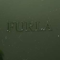Pre Owned Furla Green Rubber and Pyhton Embossed Leather Medium Candy Satchel