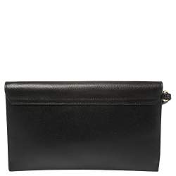 Pre Owned Furla Black Leather Envelope Metropolis Wristlet Clutch