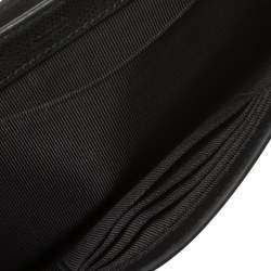 Pre Owned Furla Black Leather Envelope Metropolis Wristlet Clutch