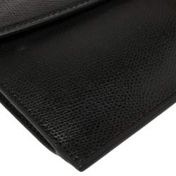 Pre Owned Furla Black Leather Envelope Metropolis Wristlet Clutch