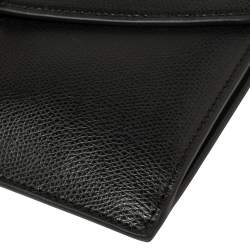 Pre Owned Furla Black Leather Envelope Metropolis Wristlet Clutch