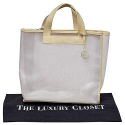 Furla Cream Mesh And Patent Leather Divide It Tote