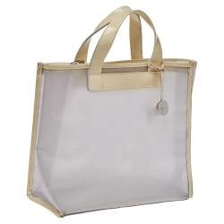 Furla Cream Mesh And Patent Leather Divide It Tote