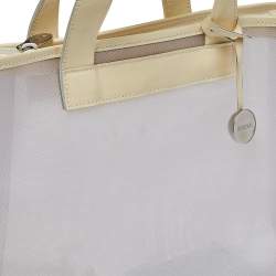 Furla Cream Mesh And Patent Leather Divide It Tote