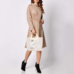 Furla Cream Mesh And Patent Leather Divide It Tote