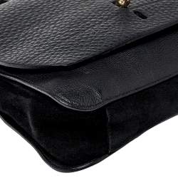 Furla Black Leather and Suede Messenger Bag