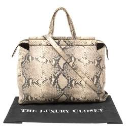 Pre Owned حقيبة يد فورلا سحاب جلد نقشة الثعبان بيج