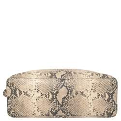 Pre Owned حقيبة يد فورلا سحاب جلد نقشة الثعبان بيج