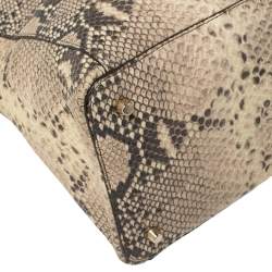 Pre Owned حقيبة يد فورلا سحاب جلد نقشة الثعبان بيج