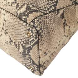 Pre Owned حقيبة يد فورلا سحاب جلد نقشة الثعبان بيج