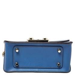 Pre Owned Furla Blue Leather Mini Metropolis Chain Crossbody Bag