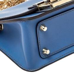 Pre Owned Furla Blue Leather Mini Metropolis Chain Crossbody Bag