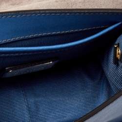 Pre Owned Furla Blue Leather Mini Metropolis Chain Crossbody Bag