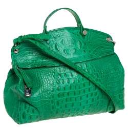 مملوكة مسبقًا حقيبة ساتشل فورلا قبة بيبر جلد نقش تمساح أخضر