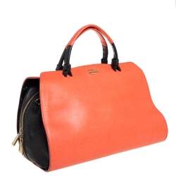 Pre Owned حقيبة ساتشل فورلا جلد أسود/أحمر مرجاني كونفيرتبيل