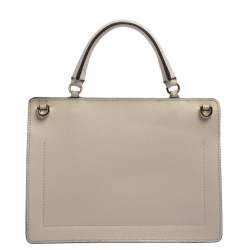 Pre Owned Furla Beige Leather Like Top Handle Bag