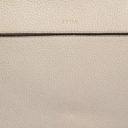 Pre Owned Furla Beige Leather Like Top Handle Bag