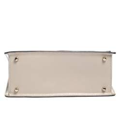 Pre Owned Furla Beige Leather Like Top Handle Bag