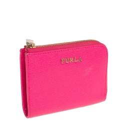 Furla Pink Leather Zip Around Wallet