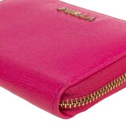 Furla Pink Leather Zip Around Wallet