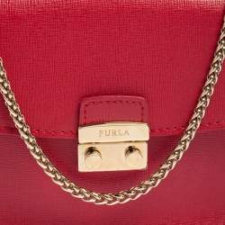 مملوكة مس بقًا Furla Red Leather Mini Metropolis Crossbody Bag