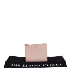Pre Owned Furla Pink Leather Compact Wallet