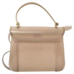 Pre Owned Furla Beige Rubber Metropolis Top Handle Bag