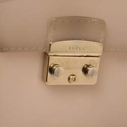 Pre Owned Furla Beige Rubber Metropolis Top Handle Bag