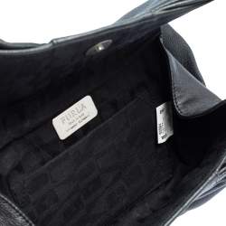 Pre Owned Furla Metallic Grey Leather Bow Clutch