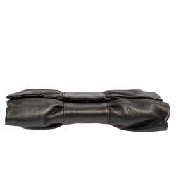 Pre Owned Furla Metallic Grey Leather Bow Clutch