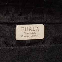 Pre Owned Furla Metallic Grey Leather Bow Clutch