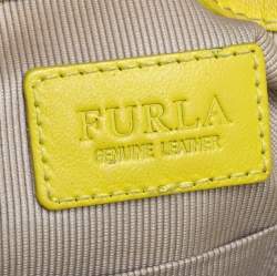 Pre Owned Furla Lime Yellow Leather Daisy Tote