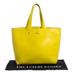 Pre Owned Furla Lime Yellow Leather Daisy Tote