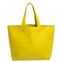 Pre Owned Furla Lime Yellow Leather Daisy Tote