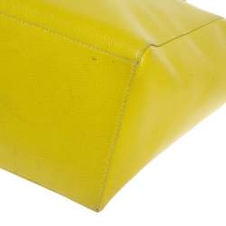 Pre Owned Furla Lime Yellow Leather Daisy Tote