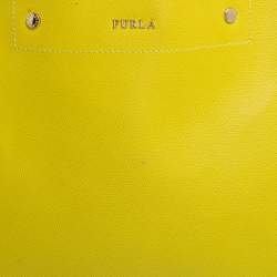 Pre Owned Furla Lime Yellow Leather Daisy Tote
