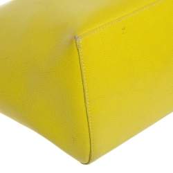 Pre Owned Furla Lime Yellow Leather Daisy Tote