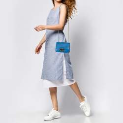 Pre Owned Furla Blue Leather Metropolis Crossbody Bag