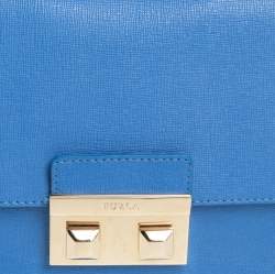Pre Owned Furla Blue Leather Metropolis Crossbody Bag