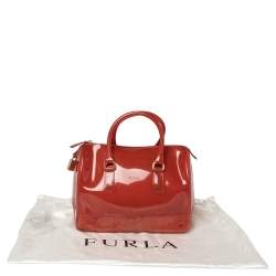 Pre Owned Furla Maroon Rubber Medium Candy Satchel