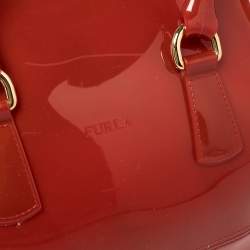 Pre Owned Furla Maroon Rubber Medium Candy Satchel
