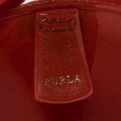 Pre Owned Furla Maroon Rubber Medium Candy Satchel