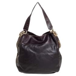 Furla Dark Brown Leather Drawstring Hobo