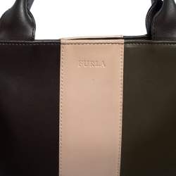 Pre Owned Furla Tri Color Leather Tote