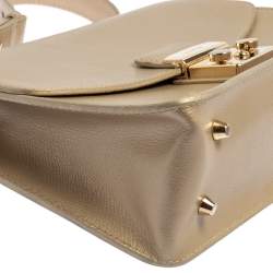 Pre Owned Furla Metallic Beige Leather Metropolis Shoulder Bag