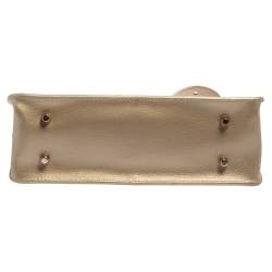 Pre Owned Furla Metallic Beige Leather Metropolis Shoulder Bag