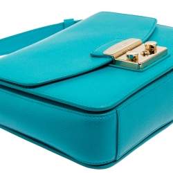 Pre Owned Furla Blue Leather Metropolis Top Handle Bag